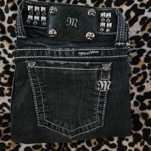 Miss Me Black Jeans with Silver Studs